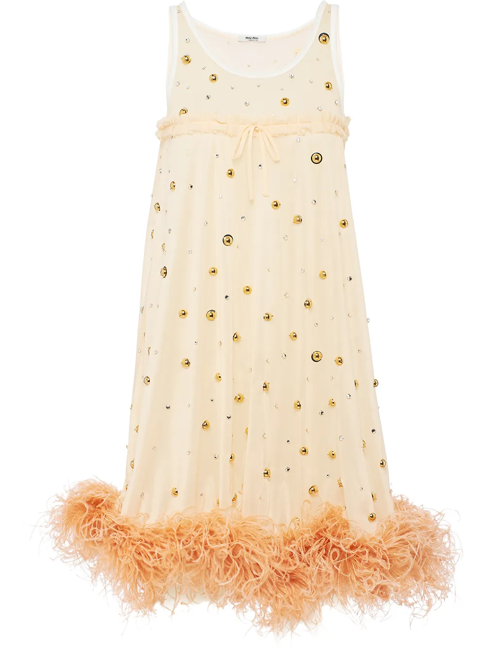 Miu Miu feather-trimmed mini dress $4,410 - Buy Online SS19 - Quick Shipping, Price