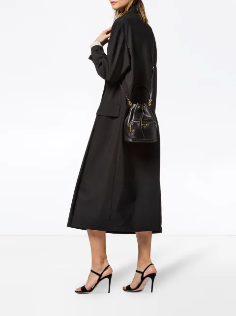 PRADA PRADA LEATHER BUCKET BAG - BLACK
