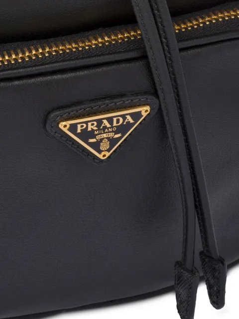 PRADA PRADA LEATHER BUCKET BAG - BLACK