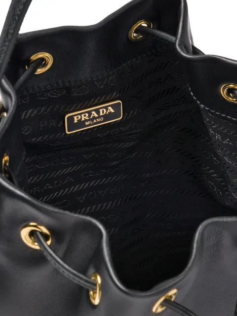 PRADA PRADA LEATHER BUCKET BAG - BLACK