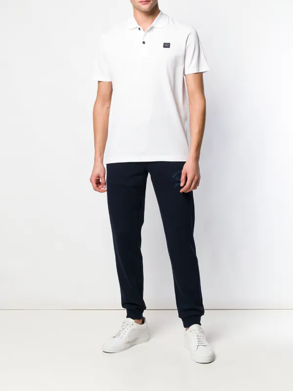 Shop Paul \u0026 Shark logo patch polo shirt 