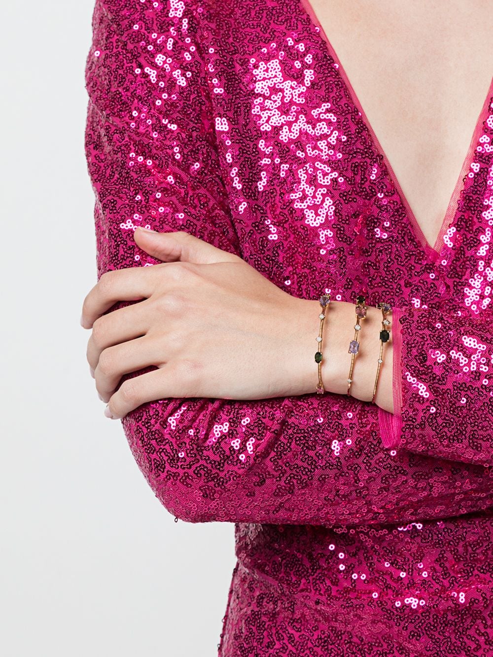 фото Mattia cielo браслет-бэнгл rugiada из розового золота с камнями