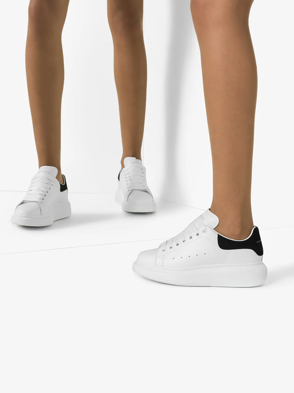 Shop Alexander Mcqueen White And Black Oversized Sneakers