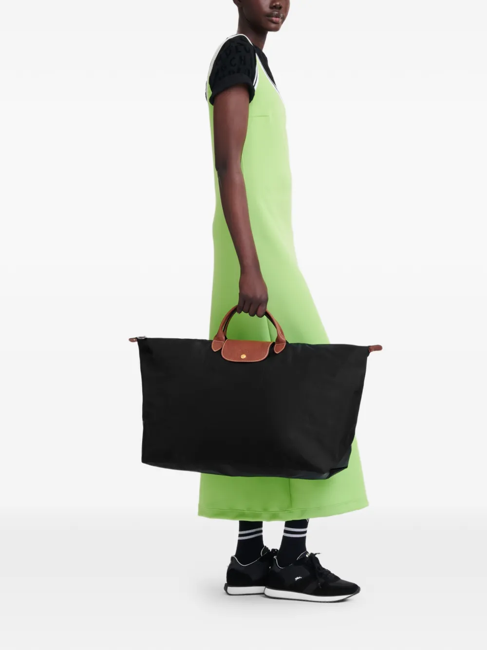 Longchamp Große Le Pliage Reisetasche   Schwarz 
