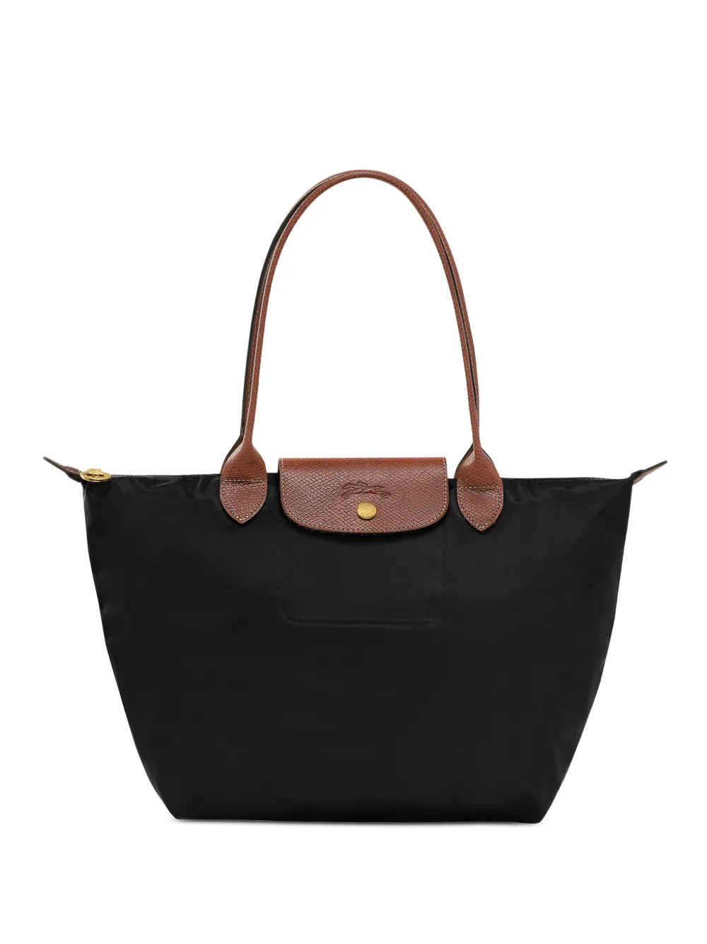 Longchamp - Le Pliage Original medium shopper - dames - gerecycled polyamide/kalfsleer - Eén maat - Zwart