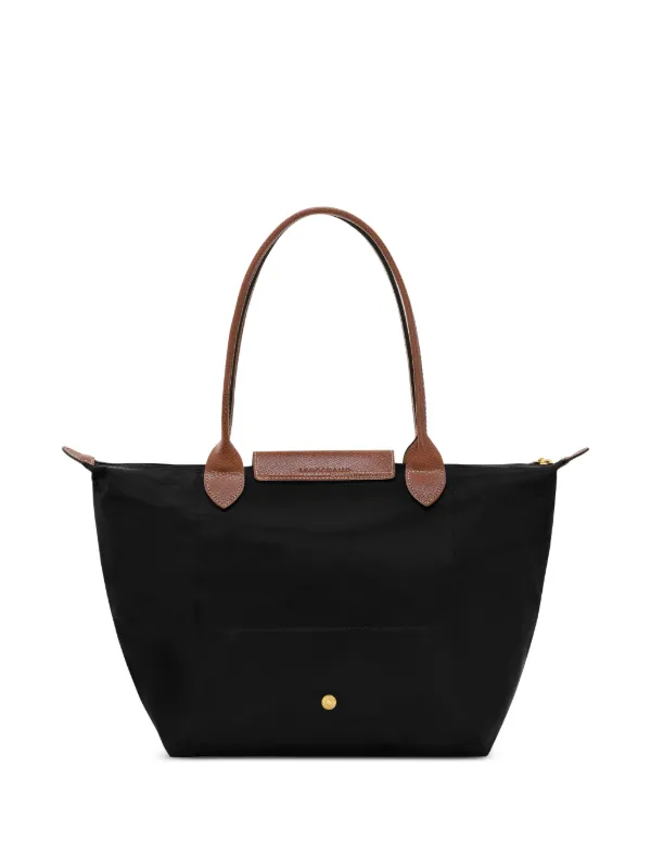 Longchamp Le Pliage レザートリム ハンドバッグ M | ブラック