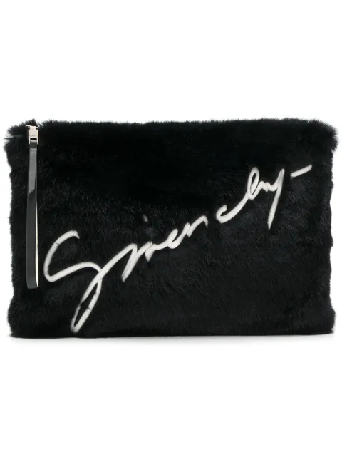 Givenchy faux fur logo clutch bag