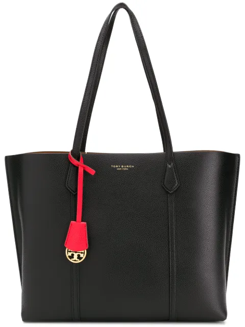 Click to view more detailed imagery on our partner's website Tory Burch Shopping Perry Triple-compartment Tote In Black Leather
