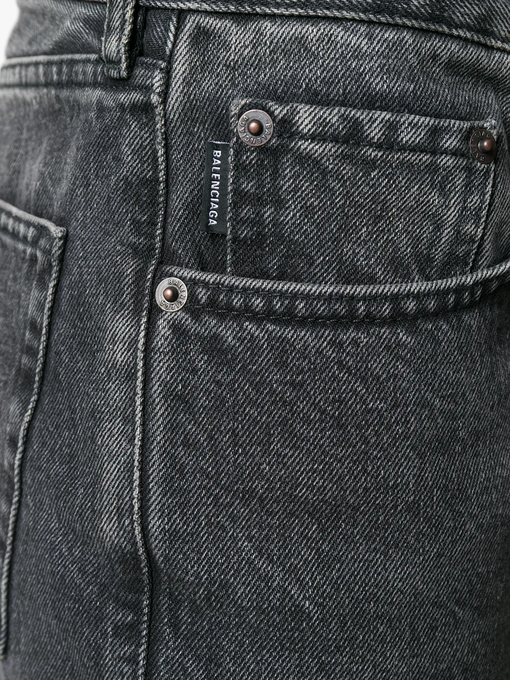 Balenciaga Wide-leg Denim Trousers With Contrast Stitching In Grey