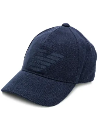 Shop blue Emporio Armani logo hat with 