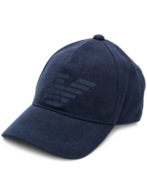 Shop blue Emporio Armani logo hat with 