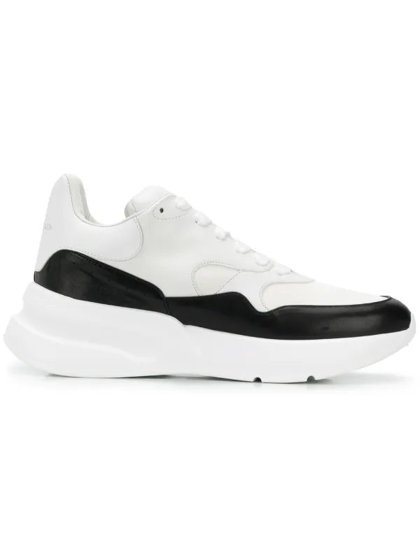 alexander mcqueen white and black runner leather sneakers
