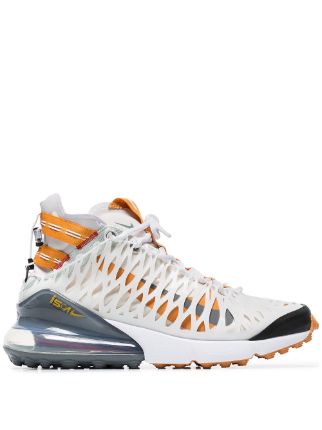 orange and white nike 270