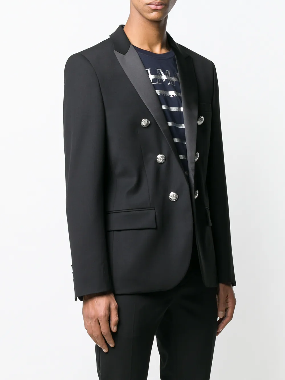 Balmain blazer met knopen en reliëf Zwart