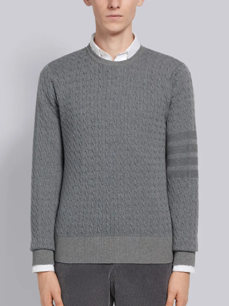 striped sleeve cable knit jumper | Thom 