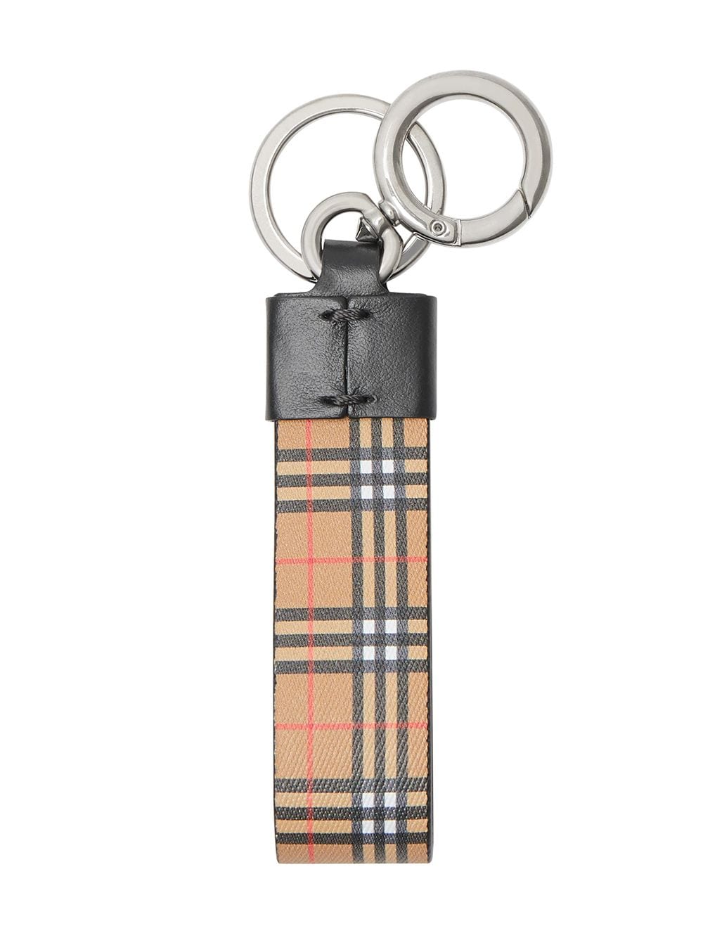 Burberry Small Scale Check And Leather Key Ring - Farfetch