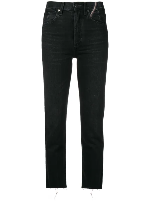straight leg frayed jeans