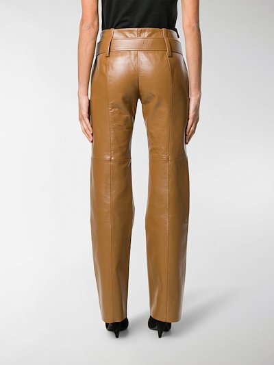 Prada belted leather trousers brown | MODES