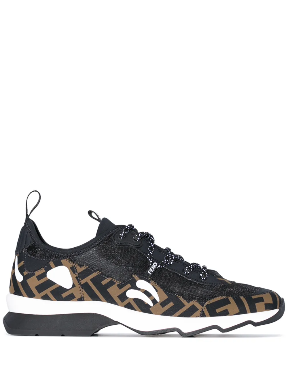 Click to view more detailed imagery on our partner's website Fendi Freedom Logo-Print AppliquÉD Neoprene And Mesh Sneakers In Black