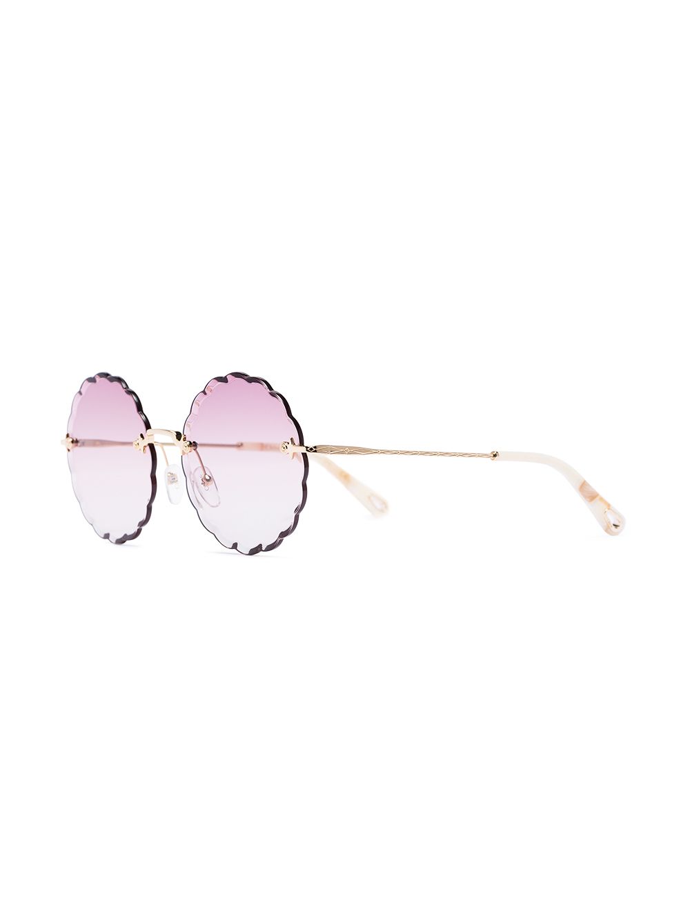 фото Chloé eyewear круглые солнцезащитные очки с волнистыми краями