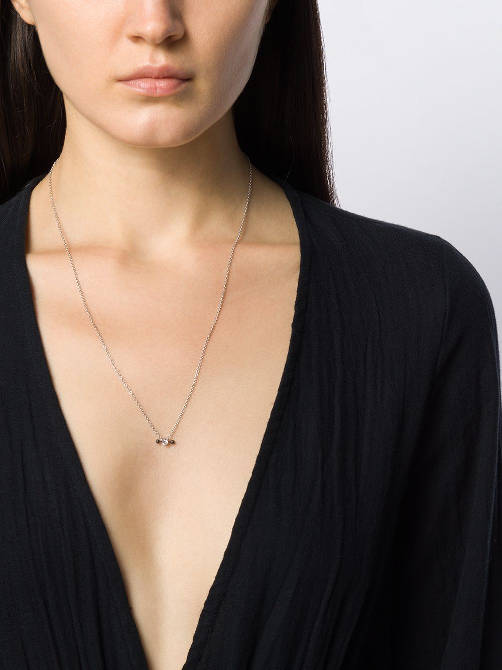 фото Delfina Delettrez Farfetch Exclusive 18kt white gold Two In One Pierced Diamond necklace