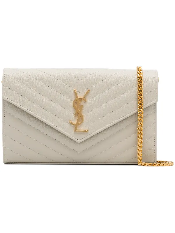 saint laurent wallet on chain white