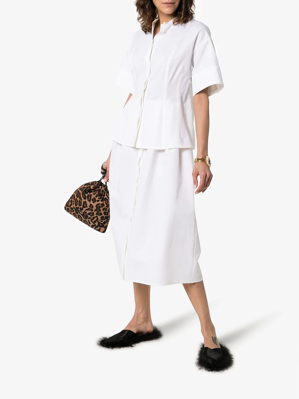 Simone Rocha Loafers SIMONE ROCHA FEATHER-TRIMMED SATIN BACKLESS LOAFERS
