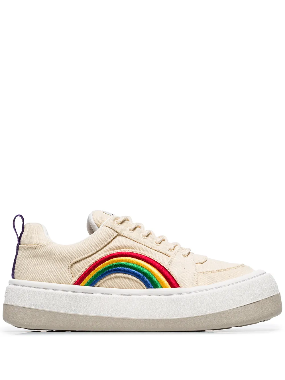 Eytys Sneakers EYTYS SHERBET SONIC RAINBOW EMBROIDERED CANVAS LOW-TOP SNEAKERS - NEUTRALS