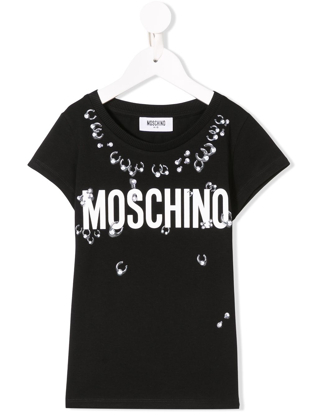 фото Moschino kids футболка с логотипом и металлическими кольцами