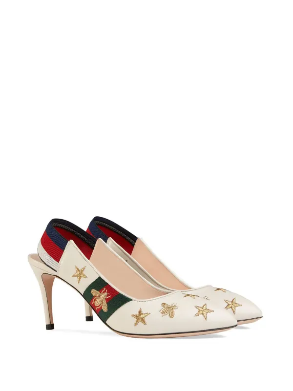 gucci leather web slingback pump