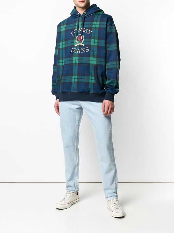 Tommy Jeans plaid logo hoodie $144 