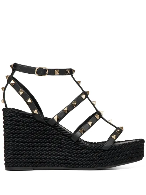 Espadrilles compensées à ornements Rockstud 95 mm - Valentino Garavani - Modalova