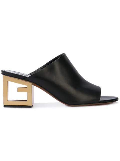 Click to view more detailed imagery on our partner's website Givenchy Triangle Leather Mules In 001 Black