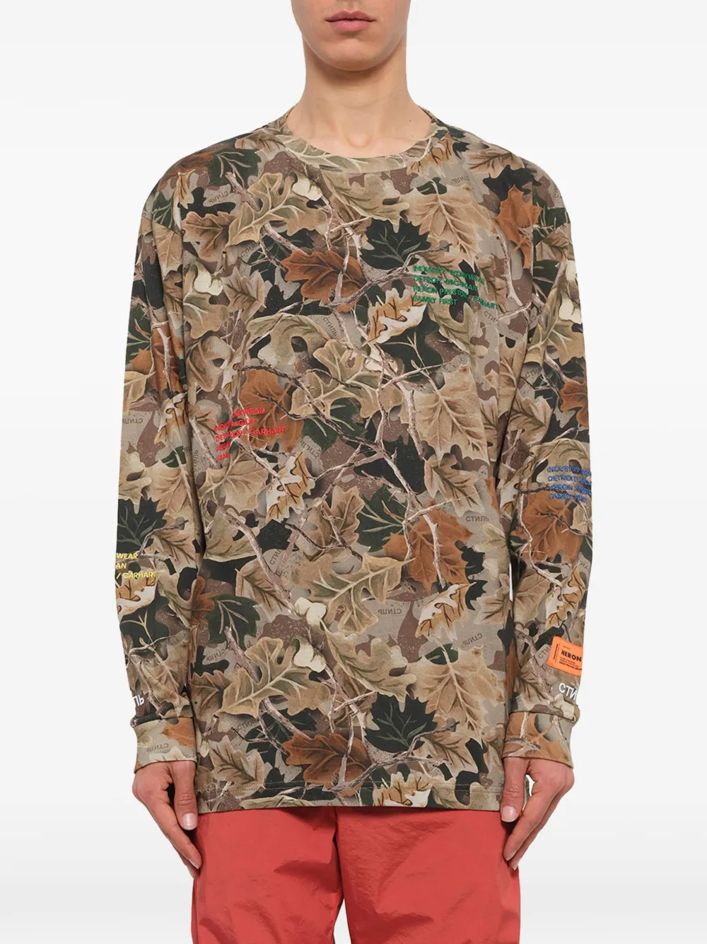 Heron Preston top met bladerenprint en lange mouwen Groen