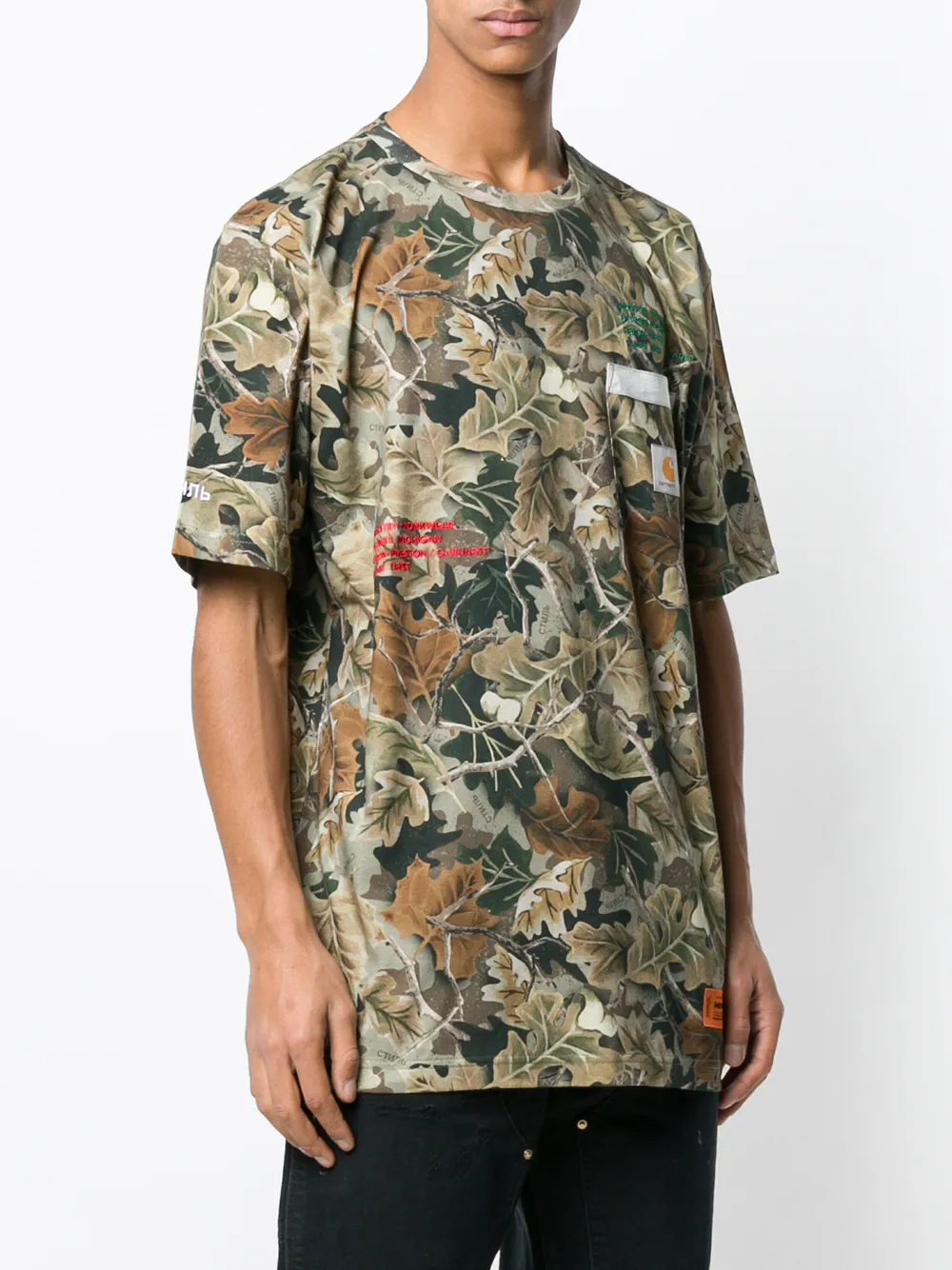  Heron Preston T Shirt Mit Blatt Print   Grün 