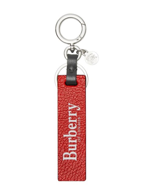 BURBERRY BURBERRY SILVER METALLIC TRIANGLE AND SQUARE SHAPE KEYRING - 黑色