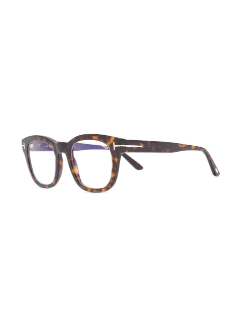 Tom Ford Rectangle Frame Glasses In 棕色