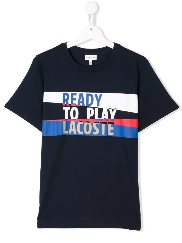 Designer LACOSTE Boys 100/% Cotton Logo T-Shirt Navy Blue short sleeved