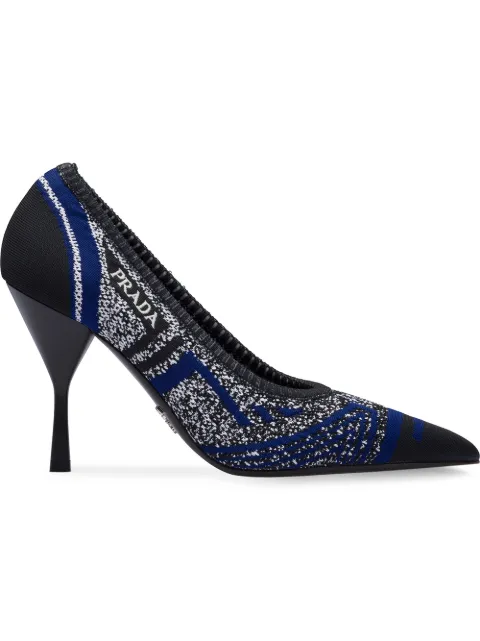 Click to view more detailed imagery on our partner's website Prada Jacquard Knit Pointy Pumps In Black