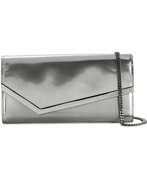 Emmie Silver Liquid Mirror Leather Clutch Bag