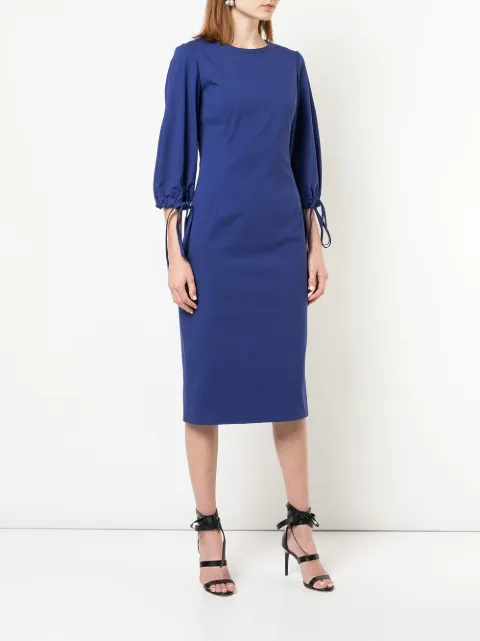 la Renta tied-cuffs pencil dress 