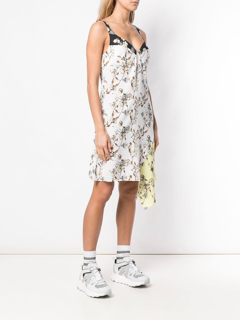 фото Off-White платье асимметричного кроя с принтом цветов хлопка