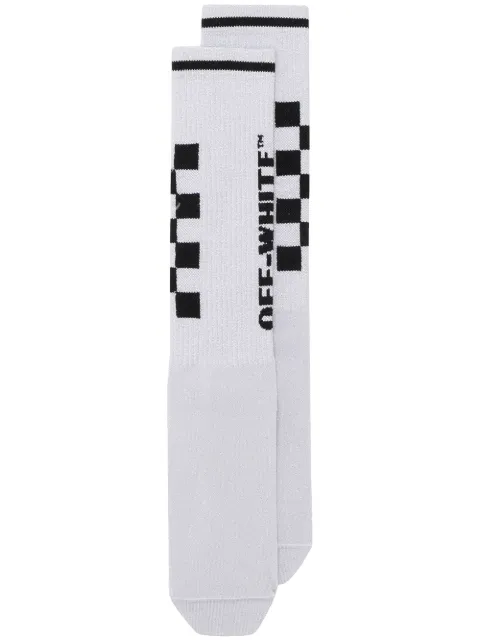 Off-White check logo knit socks