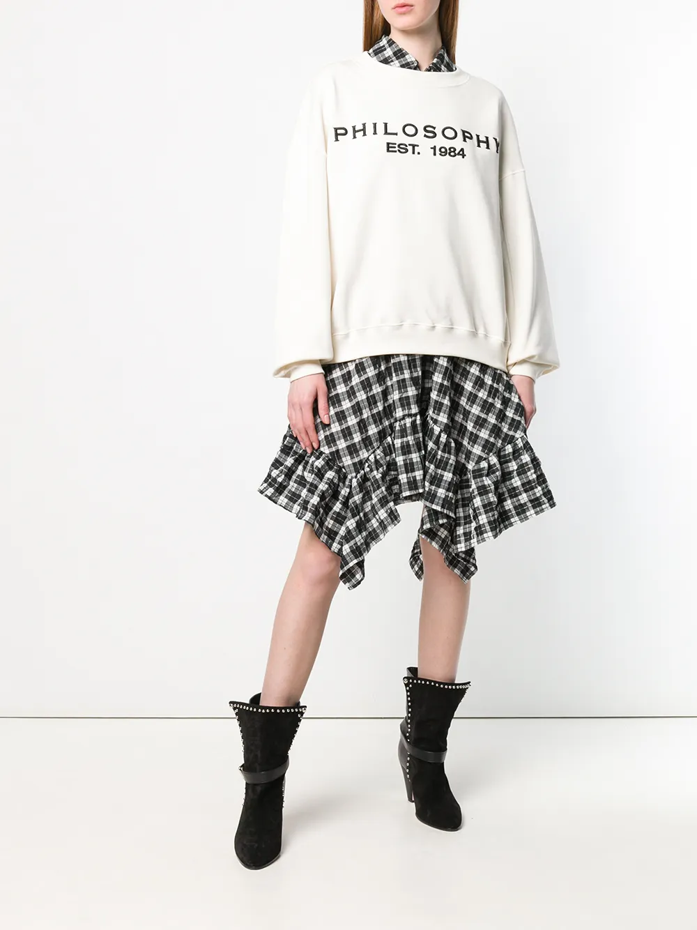 Philosophy Di Lorenzo Serafini trui met hangende mouwen en logo Beige