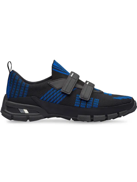 Click to view more detailed imagery on our partner's website Prada Crossection Knit Black And Blue Sneakers In F096r Black+royal Blue