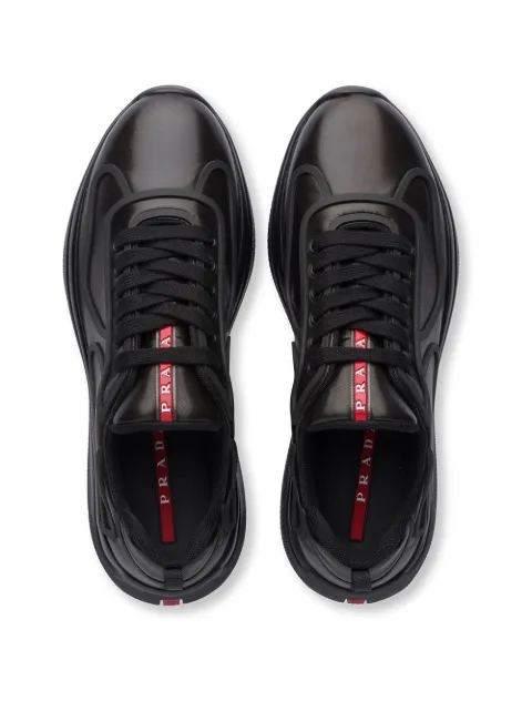 Shop black Prada Leather sneakers with Express Delivery - Farfetch