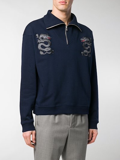 Kenzo Dragon Half Zip Sweatshirt Blue Modes