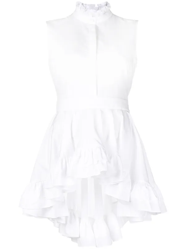 black sleeveless ruffle blouse