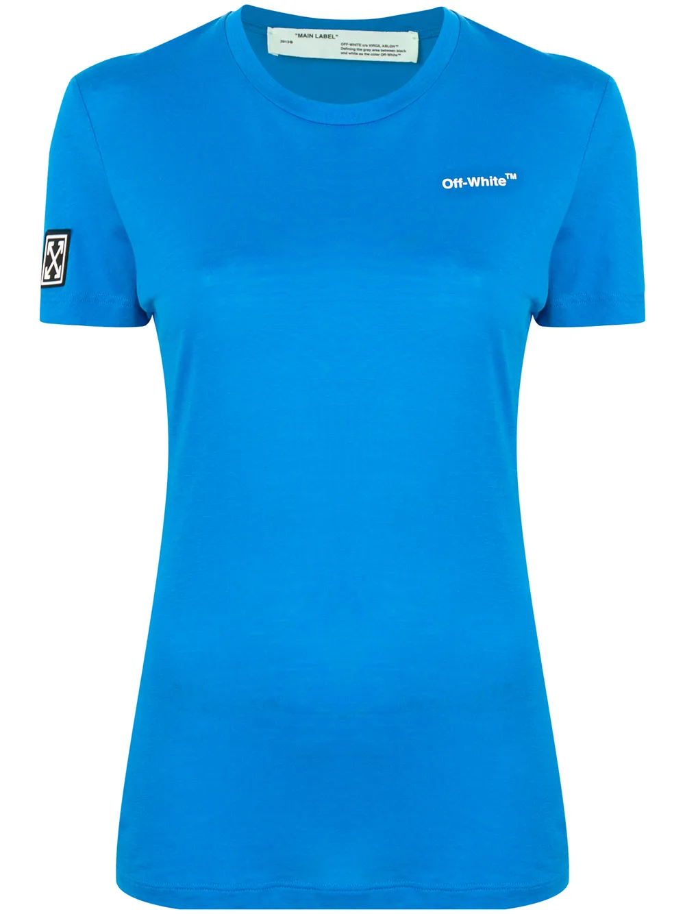 Off-White T-Shirt mit Logo-Print - Blau