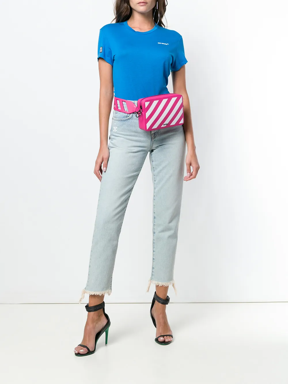 Off-White T-shirt met logoprint Blauw